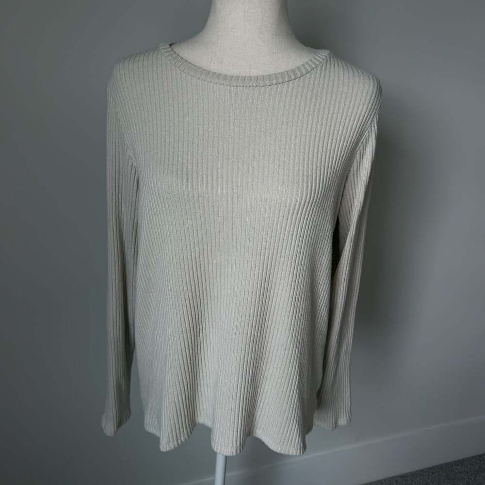 American Eagle Ribbed Sweater Size L/G Beige Long Sleeve Pullover